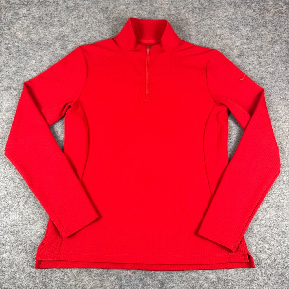 Nike Dri Fit Golf Victory 1/2 Zip Pullover Textured Red Womens Small S